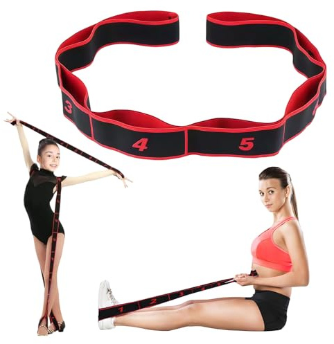 Ceinture de Yoga Elastique, Sangle de Elastique Extensible, Band D'étirement de Yoga avec 8 Boucles, Jambes Ceinture D'étirement des Ligaments pour l'Entraînement Danse Fitness
