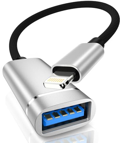 Adaptador USB a Lightning, [Certificado MFi] Adaptador iPhone USB Cable Lightning a USB Adaptador OTG para iPhone 14 13 12 11 Pro/i Pad, Compatible con U Disk, Ratón, MIDI Keyboard, Camera
