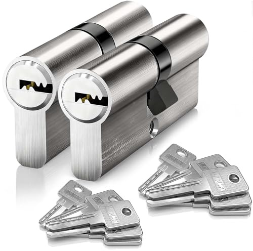 MANICAF 2 Stück Schließzylinder 35/35, Schließzylinder Gleichschließend, Profilzylinder, Zylinderschloss, Euro-Zylinder-Schloss, Schliesszylinder 70mm mit 10 Messing Schlüssel