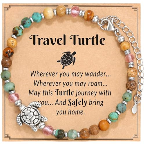 Aurelx Reise Meeresschildkröte Perlenarmband, Exquisites Armbänder Damen aus Einer Legierung mit Karte, 22cm Verstellbarer Armband, Perfekte Reise Geschenk für Familie & Freunde