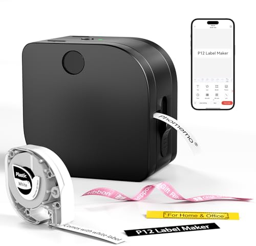 Phomemo P12 Label Maker, 12mm Mini Sticker & Ribbon Printer