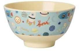 Rice Schüssel Kinderschüssel Schale klein - hellblau - Dogs in Space, Melamin BPA frei, Spülmaschinengeeignet bis 70°C