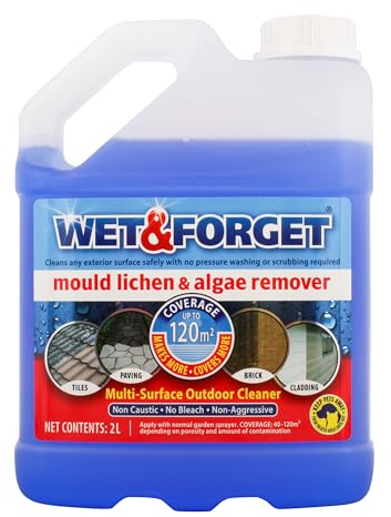 Wet & Forget Mould, Lichen & Algae Remover, Outdoor Patio Cleaner, Black Spot Remover, Bleach Free, 2L