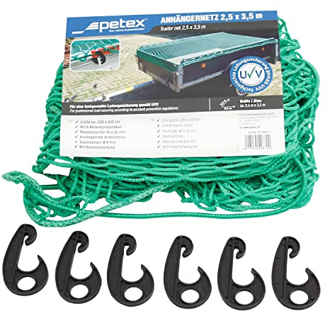 PETEX 43198813 Anhängernetz 2,5 x 3,5 m, grün