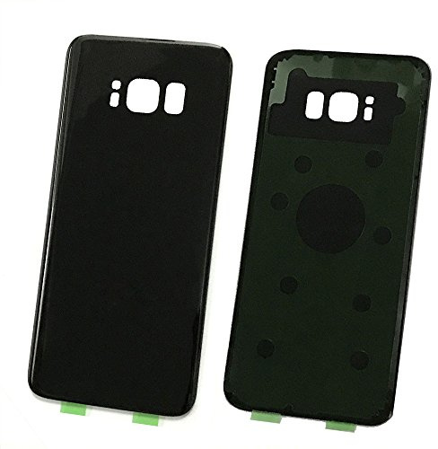 For G Glas Akkudeckel Akkufachdeckel Batterieabdeckung Rückseite Austausch des Backcovers für Galaxy S8 Plus & S8+ G955 Alle träger + Klebefolie Adhesive (Midnight Schwarz)