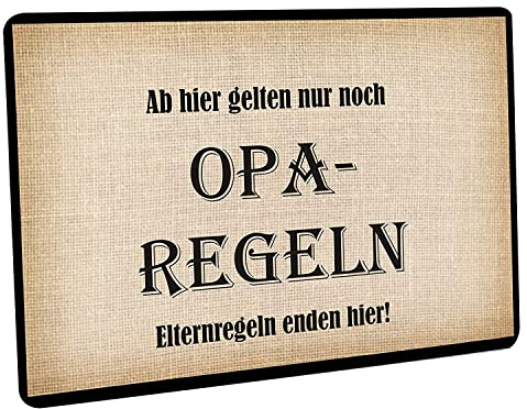 Crealuxe Fussmatte – “ Ab Hier gelten nur noch Opa Regeln “ - 60x40 cm - Gummi Rückseite/rutschfest - Filzoberfläche - Bedruckte Türmatte - Innenmatte - Schmutzmatte