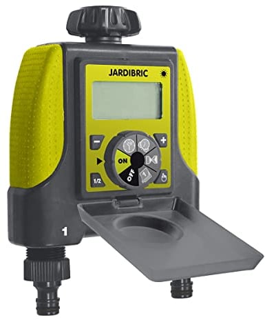 Jardibric - Programador de Riego de 2 Vías Digital - Programador de Riego Digital - 0.5 a 8 Bares - Frecuencia de 10 Segundos a 7 días - Duración de 54 Segundos a 360 Minutos
