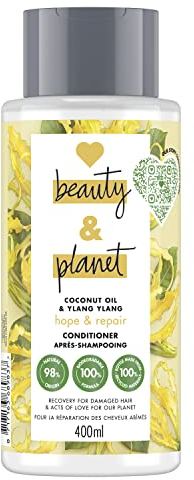 Love Beauty And Planet, Repair Conditioner für beschädigtes Haar, reparierende Oase, nährt und repariert die Spitzen, zertifiziert vegan, Flasche mit 400 ml