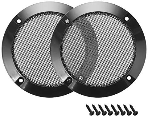 sourcing map 2pcs 4 Speaker Grill Mesh Decorative Circle Woofer Guard Protector Cover Parts Black