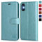 OCASE for iPhone X/XS Case, PU Leather Wallet, Magnetic Flip Folio Cover with Card Holders, Shockproof TPU, and Kickstand for 5.8 Inch iPhone 10, Mint Green