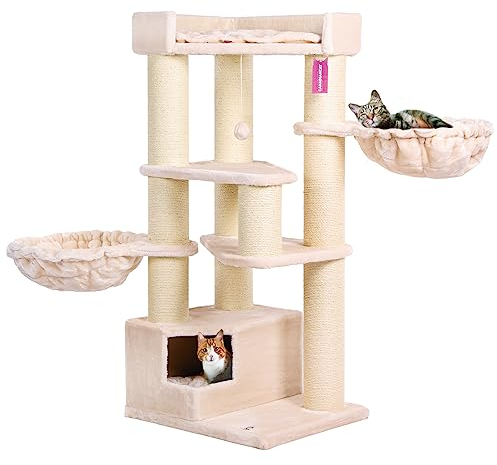 CanadianCat Company | Katzen Kratzbaum Vancouver, Sisalstämme Ø15cm, beige, ca. 65 x 55 x 140 cm
