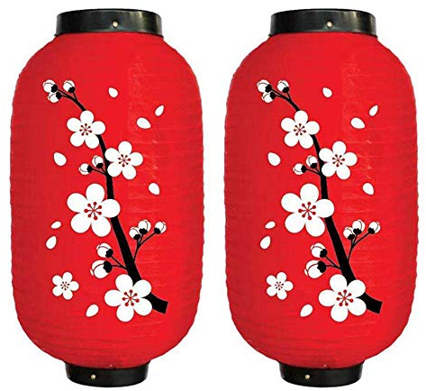 FuMeiJiaJiaJu 10 Pouces Lanterne Japonaise Lanterne Suspendue Décorative en Tissu Imperméable Lanterne Rouge Chinoise Lampe Lanterne Décorations pour Restaurant Bar Magasin (2PCS Rouge A)