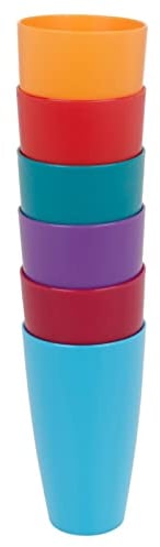 URBN-CHEF 6 Pcs Unbreakable Reusable Coloured Plastic Tall Drinking Cups Party Tableware (1 of Each Colour)