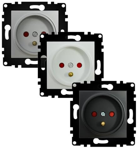 WESA - Enchufe Schuko de Pared Frances Estándar UE 16A 250V, Fácil instalación con Opción a Distintos Diseños, No incluye marco, PJ-13-W