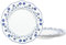 fanquare Juego de Platos de Cerámica para 4 personas, Platos Redondos de Porcelana Azul Diseño Flor, Vajilla 27 cm Platos Postre para Lavavajillas y Microondas