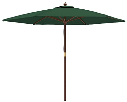 vidaXL Parasol de jardin avec mât en bois vert 299x240 cm, parasol, parasol d'extérieur, parasol de patio, parapluie, parasol de terrasse