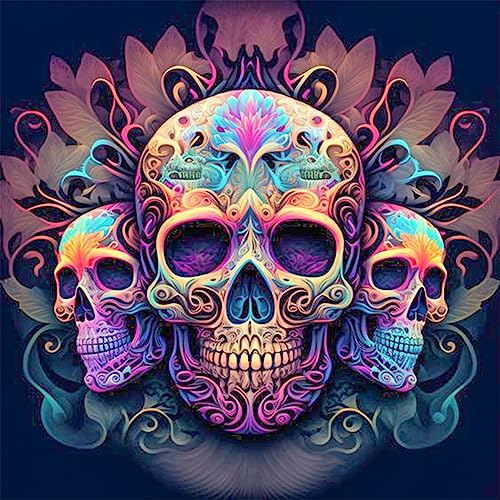 MOGTAA Totenkopf Diamond Painting Erwachsene, 5D Skull Diamant Painting Bilder Set, DIY Diamond Art Horror Diamant Malerei Bilder für Heimdecor 30x40cm