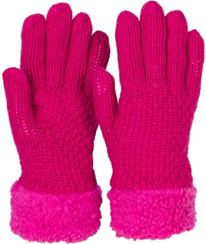styleBREAKER Damen warme Winter Handschuhe mit Perlmuster und Fleece, Thermo Strickhandschuhe, Fingerhandschuhe 09010032, Farbe:Pink