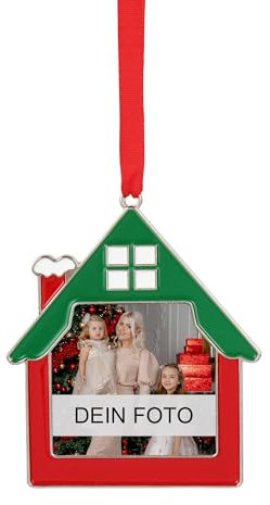 MilyaDE Weihnachtsbaumschmuck Anhänger Häuschen-Form mit eigenem Bild, Christbaumschmuck Anhänger Personalisierte Selbst Gestalten 6,8 * 8cm