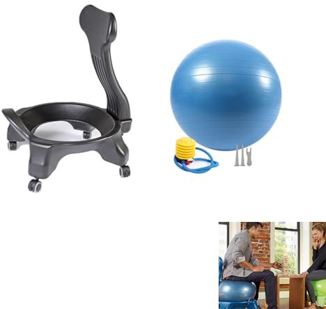 Homnova Yoga-Ballstuhl, Balance Ballstuhl Korrekte Sitzhaltung Und Koordinierte Wirbelsäule, Für Zuhause Und Büro Schreibtisch Kann Die Sitzposition Einstellen, Mit Yoga-Ball,003