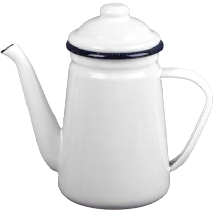 kowaku Cafetera esmaltada de 1,1 L, Vintage, tetera para estufa, hervidor de agua para restaurante, exterior, hogar, blanco