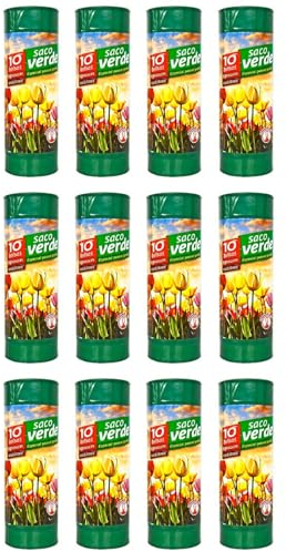 Tradineur - 12 Rollos de 10 Bolsas de Basura, plástico, 3 Capas, Resistentes y antigoteo, autocierre, reciclables, Sacos Especial jardín (Verde - 120 litros - 85 x 102 cm - Total 120 uds)