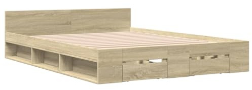 vidaXL Bettgestell mit Schubladen Sonoma-Eiche 120x200cm Holzwerkstoff