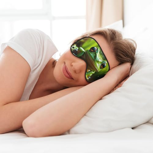 Weiche Augenmaske mit Frosch- und Regendruck, Schlafmaske, Schlafmaske für Damen, Herren, Schlafen, Reisen