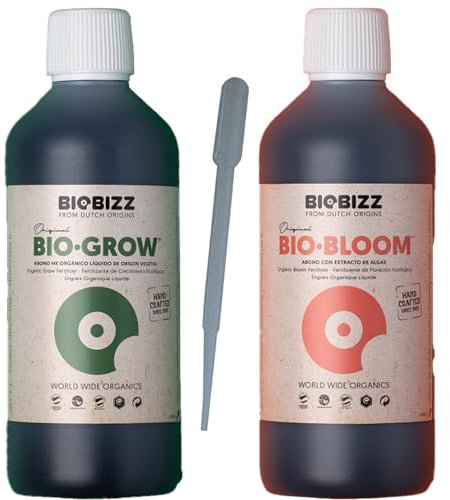 Biobizz Bio Bloom 1L und Biobizz Bio Grow 1L Set, Bio-Dünger für kräftiges Wachstum und reichhaltige Blüte – Organisches Dünger-Set für Indoor und Outdoor Pflanzen