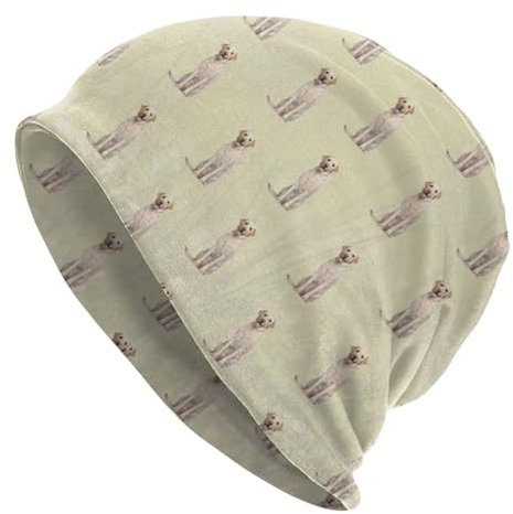 FJQWKLF Lustige Beanie-Mütze mit Labrador-Hund, Unisex, für Erwachsene, Sport, Outdoor, lässig, warme Mütze, Druck, Totenkopfkappe