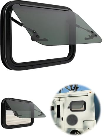 Wohnwagen Fenster 500x350 mm Wohnmobilfenster 85° Ausstellfenster Camper E4 Wohnmobil Fenster mit fliegengitter und integriertem Rollo, Wohnmobil Seitenfenster RV Externes Push Fenster