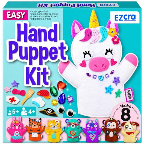 EZCRA Kit Marionetas de Mano Unicornio para Niños - 8 Proyectos DIY