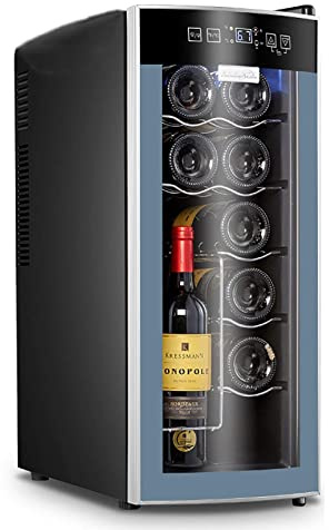 IUBGFTO Wine Cooler Refrigerator 12 Bottle Dual Zone Built-in or Freestanding Fridge with Stainless Steel Double insulating glass Door Safe child lock design Protect from light Shock absorber