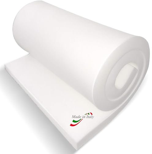 TENDEEVOLUTION Gommapiuma per Imbottitura Densità 18, 25 e 30, Lastra 200x100cm, Spessore 1-10cm, Spugna per Imbottitura Divani, Cuscini in Poliuretano Espanso (Densità 18, Spessore 1 cm)