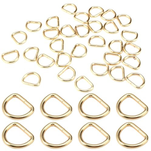 30 Stück Halbrunder D-Ring, D Ringe Schnalle, Halbringe Golden D-Ringe 20 mm x 3,8 mm, Mehrzweck, Metall D-Ringe für Rucksack, Taschen, Gürtelschnallen, Handtaschen, Bastelzubehör, Karabiner