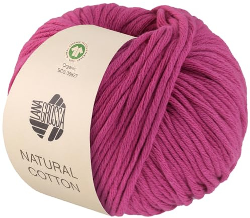 LANA GROSSA Natural Cotton Gots | Bio-Baumwollgarn in Millefili- Zwirnung | Handstrickgarn aus 100% Baumwolle (Bio) | 50g Wolle zum Stricken & Häkeln | 80m Garn FB-9