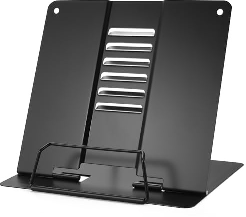 Verstellbarer Buchständer Schule, Metall Buchhalter Leseständer Kinder, Kochbuchhalter Rezepthalter, Faltbarer Kochbuchständer Metall Buchaufsteller für Kochbücher Schulbücher Tablets Büro Schule