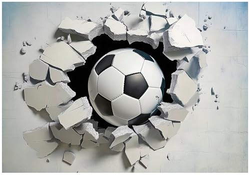 WallArena Vlies Fototapete, Fußball, 350x250cm | Fototapeten - Tapeten - für Wohnzimmer Schlafzimmer - Vliestapete Wandtapete Tapete 3D Effekt- inkl. Kleister