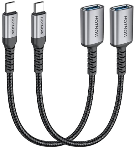 USB Female to USB C Male Cable [30cm 2Pack],USB to USB C Cable Adapter | USB C to USB Adaptor, OTG Adapter Cable 10Gbps Compatible with MacBook Pro/Air, iPhone 17/16/15, Samsung Galaxy S25/S24/S23