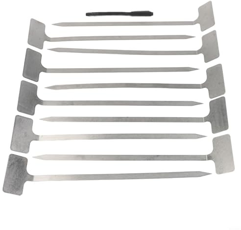 Marqueurs de plantes en acier inoxydable, avec marqueur résistant aux intempéries, étiquettes de jardin réutilisables, pour extérieur, crèche, identificateurs métalliques antirouille, pour herbes et