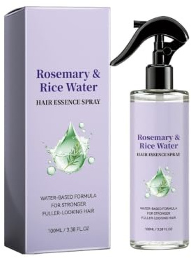 Haarspray mit Rosmarin & Reiswasser für Damen und Herren, Spray mit ätherischem Rosmarinöl, pflegende Leave-in-Haarpflege, 100 ml