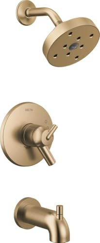 Delta Faucet Trinsic 17 Series Dual-Funktions-Wannen- und Duschverkleidungsset, Duscharmatur, Einzelstrahl H2Okinetic Duschkopf, Champagner Bronze T17459-CZ (Ventil nicht im Lieferumfang enthalten)