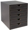 OSCO Brown Faux Leather 5 Tier Papersorter | A4 Drawers | Document Storage | Paperwork Filing | Desk Tidy | Workspace Organiser | 30 x 25 x 33.5 cm |
