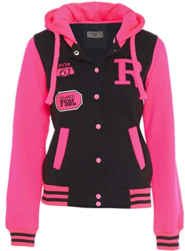 SS7 - Veste à Capuche Femme - Noir/Rose Fluo, 58