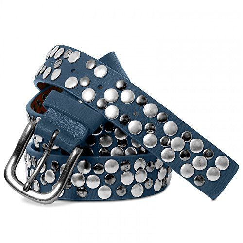 Caspar GU224 Damen Vintage Nietengürtel, Gürtelgröße:100, Farbe:jeans blau