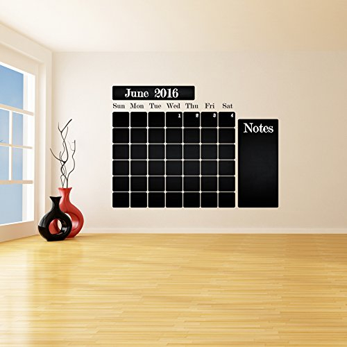 (240x 179cm) Tafel Vinyl Wand Aufkleber Kalender mit Notizen/Kreidetafel Monatsplaner Aufkleber für Zeichnen/radierbar Wandbild + Gratis Kreiden Box