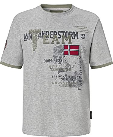 Jan Vanderstorm Herren T-Shirt Sölve Aus 100% Baumwolle | Gr. L-7xl hellgrau, 3XL (XXXL) - 64/66