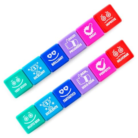 Motivationsstempel für Kinder und Jugendliche, ideal für Eltern und Lehrer, 6 Stück (Portugiesisch + Englisch)