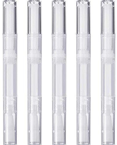 TEEROVA 3 ml Transparent Twist Pens Empty Nail Oil Pen with Brush Tip, Cosmetic Lip Gloss Container Applicators Eyelash Growth Liquid Tube - 5 Pack
