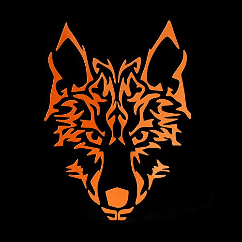 ERREINGE Sticker LUPO ARANCIO FLUO Adesivo prespaziato in PVC per Decalcomania Parete Murale Auto Moto Casco Camper Laptop - cm 12